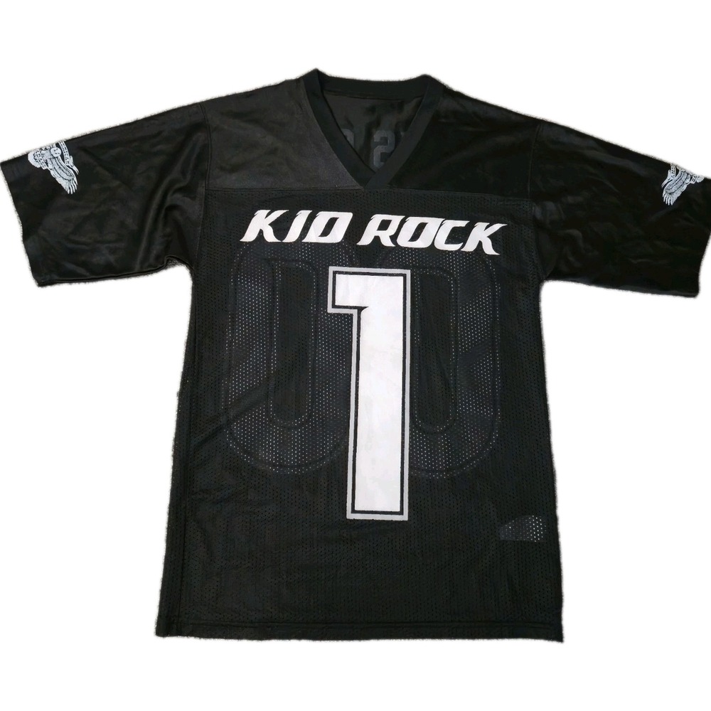 Vintage Kid Rock Jersey Size S Black 0 F's Given American Badass Football